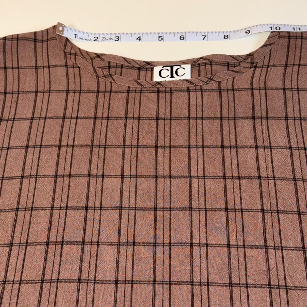 Carol Turner Collection CTC Dolman Top Oversized Boxy Brown/Black Plaid Size XL - Picture 8 of 11